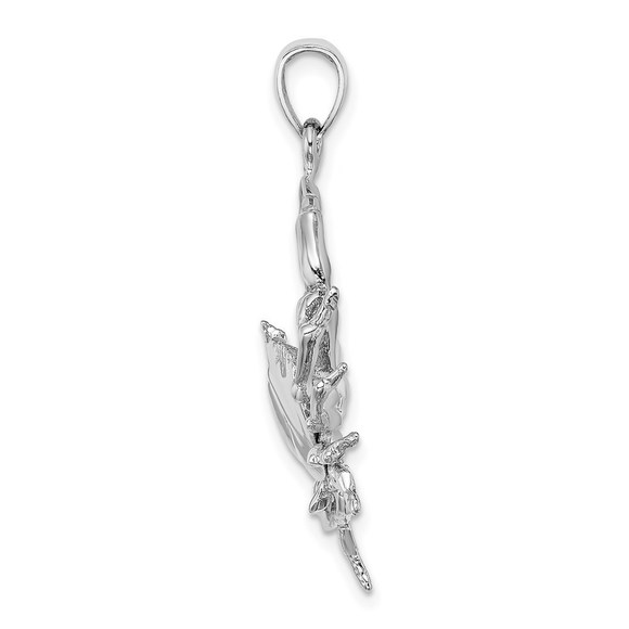 Million Charms 14K White Gold Stone Crab w/Claw Extender Necklace Charm Pendant